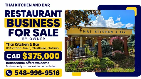 Established Thai Restaurant Business for Sale – Chatham, Ontario