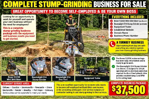 COMPLETE STUMP-GRINDING BUSINESS FOR SALE